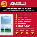 Catchmaster Window Fly Traps 12-Pack XL, Fruit Fly Traps for Indoors, Disposable Bulk Bug Catcher, Waterproof Insect Glue Trap, Adhesive Fly Strips, Pest Control for Home, Kitchen, & Garage