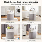 Laundry Basket,Woven Cotton Rope Laundry Hamper,Versatile Storage for Dirty Clothes,Baby Toys,and Blankets in Bathroom, Nursery,and Living Room (Grey, 40L)