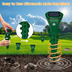 Solar Mole Repellent Ultrasonic, Vole Repeller with 3 Modes & IP65 Waterproof, Gopher & Snake Repellent for Lawn Garden Yard, 5000 SqFt Coverage for Moles Gophers Voles Snakes Groundhogs, 4 Pack