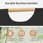 STORAGE MANIAC 2-Pack Large Laundry Hamper, 100L (26.4 Gal) Collapsible Laundry Basket with Bamboo Handles, Freestanding Waterproof Clothes Hamper for Bedroom, Dorm, Towels, Toys, Black+White