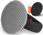 Cast Iron Cleaner Scrubber+Tray with Handle, Welded Chainmail Scrubber for Pan Pot Grill Oven Wok Cleaning- Small Ring Chain Scrub Metal Scraper Brush Iron Skillet Steel Wool Scrubber Steel Sponge