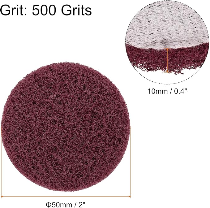 HARFINGTON 12pcs Scrubber Scouring Pads 500 Grits 2 Inch Drill Power Brush Hoop and Loop Surface Conditioning Disc Drill Scuffing Disc Scrub Pads for Home Kitchen Cleaning, Dark Red