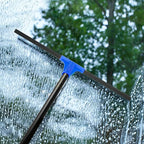 Floor Squeegee for Concrete and Tile Cleaning, 24'' Rubber Wiper Broom, Large Heavy Duty Water Scraper with 60'' Long Handle for Garage, Deck, Bathroom, Shower Glass, Window