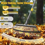 Rake for Leaves: Heavy Duty Metal Leaf Rake with 25 Tines- 18" Wide Head, 79" Splicing Handle, Durable Steel Yard Lawn, Garden,Camping Clean Gardening Tools for Thatch Grass Leaves Gravels Mulch