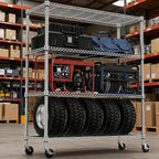 M MZG 1400LBS 47.2" W 4 Tiers Storage Shelves Metal Shelving Unit with Wheels Heavy Duty Garage Shelving Adjustable Wire Shelves for Pantry,Kitchen,Garage,Basement,Chrome 17.7" D x 47.2" W x 62.6" H