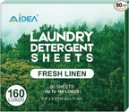 AIDEA Laundry Detergent Sheets, Washer Sheet Detergent, No Plastic Jug, Laundry Soap Sheet For Travel, Home Washing, Fresh Scent-(160 Loads) 80 Sheets