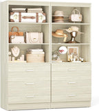 Aheaplus 47.2" Closet Drawers System, 3.94FT Wood Closet Organizer System with 3 Drawers, Modular Small Walk-in Closets Storage Unit, Set of 2, White Oak (47.2" L x 13.8" W x 71" H)