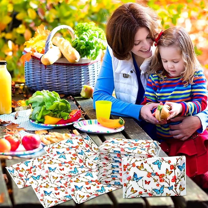 Geyee 50 Packs Facial Tissue Travel Packs Disposable Pocket Tissues for Wedding Guest Travel School Purse Home Supplies, 500 Sheets 3 Ply(Butterfly)