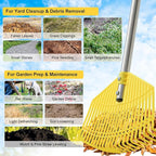 Plastic Leaf Rake - Lightweight Lawn & Garden Rake for Women, Seniors & Kids,16.5" Wide Yard Rake for Leaves, Grass & Pine Needles, Adjustable Handle 35–65"