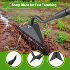 Lilyvane Garden Hoe, Heavy Duty Plow Hoe Garden Tool for Plowing,Cultivating, Trenching, Ridging, Weeding, Loosening Soil, 55 Inch Long Handle, V Shaped Sharp Triangle Hoe, Gardening Hand Tools