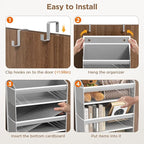 Mefirt Over The Door Organizer, 6 Shelf Door Hanging Organizers with 6 Large Capacity Pockets, Behind Door Storage Hanging Shelves for Closet Wall Bathroom Bedroom Nursery