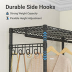 VIPEK R2X Expandable Portable Closet with Lockable Wheels, 600lbs Capacity Heavy Duty Rolling Clothes Rack w/Adjustable Shelves & Hanger Rod (2' to 3'5"), Metal Clothing Rack for Small Spaces (Black)