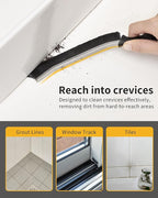 MR.SIGA Crevice Cleaning Brush with Handle, Heavy Duty Scrub Brush for Deep Cleaning, Flexible Grout Cleaner Brush, 5 Pack, Black