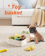 KALLAX Small Woven Basket, 12 x 8 x 4.5 Inches, Storage Basket for Organizing, Cute Small Rope Shelf Closet Cube Storage Bins Baskets for Shelves, Dog Toy Gift Baskets Empty, 3 Packs, Off White