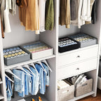 Sock Organizer 4 Pack, Foldable Underwear Drawer Organizer - 24 Cell for Socks, Handkerchiefs, Ties, Belts (Gray)