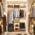Besiost 48" Closet Organizer System, 4FT Closet System for Small Closets with 4 Hanging Rods & 3 Shelves, 80"H Small Closet Organizers and Storage for Bedrooms, Cloakrooms, Gray