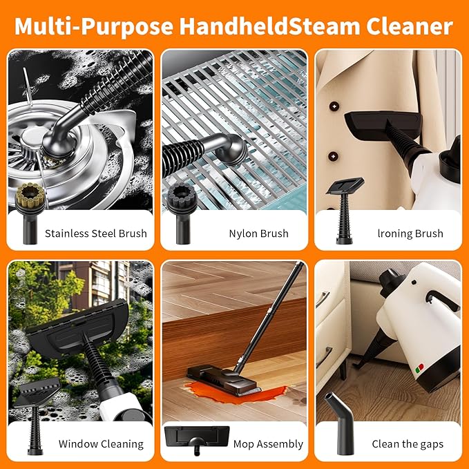 Steam Mop, Detachable Steam Cleaner 16-in-1 Lightweight Handheld Steamer for Hardwood Floors, Home, Tile, Furniture, Clothes, Windows Cleaning