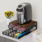 Coffee Pod Holder For Counter, 3 Pull-Out 72 K-Cup Holder Drawer, Wooden Cafe Pods Storage Organizer with Sliding Drawers for Coffee Station, Home, Kitchen, Office, Dorm (Antique Finish)