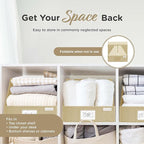 Trapezoid Storage Bins – 3-Pack Closet Shelf Organizer & Baskets, Open Front Bin for Shelves, Foldable Fabric Basket for Clothes, Cube Storage Bins, Towel, Clothing Shelf (Beige, 3 Pack)