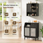 INNOD Bathroom Wall Cabinet, Wall-Mounted Medicine Cabinet with Adjustable Wood Shelf & Doors, Floating Bathroom Cabinet Over Toilet for Laundry Room & Kitchen & Living Room (Black)