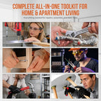 Hi-Spec Tool Set with 8V Cordless Drill Set. Complete DIY Tool Kit with USB Rechargeable Electric Drill Driver for Women and Men, Home Repair & Maintenance, in a Compact Toolbox.