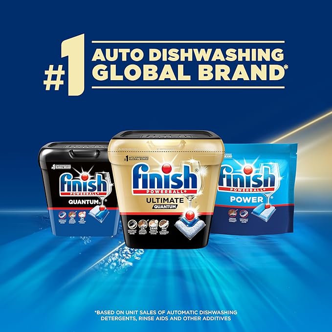 Finish Ultimate Quantum Dishwasher Pods, New & Improved Formula, Dishwasher Detergent Dish Soap, Removes Burnt-On & Dried-On Stain, Degreasing & Scrubbing Power, Lemon Scent, 21 Count