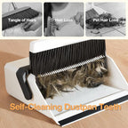 Broom with Dustpan Combo Set,UOEOS One-Sweep Clean,Pet Hair Removal Broom with Self-Cleaning Double-Layer Teeth,High Density Broom and Windproof Dustpan for Indoor&Outdoor
