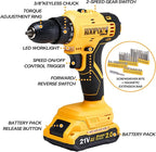 Tool Kit Box Drill Set with 21V Cordless Drill, Tool Box with Drill, Hand Drill Set for Men, Power Tool Combo for Home Repair, DIY, Handyman