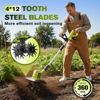 Saker 22V Cordless Electric Garden Tiller Cultivator, Lightweight Rototiller for Gardening, 9-Inch Tilling Width, 6.3-Inch Depth for Soil Preparation, Weeding, and Gardening 2 Batteries SK-TC18B