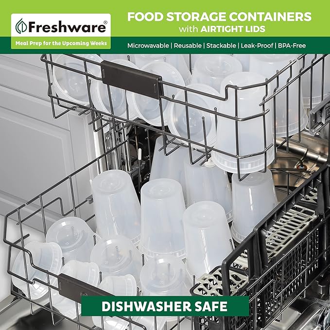 Freshware [240 Pack] 16 oz Food Storage Containers with Lids, Plastic Containers, Freezer Safe | Meal Prep | Stackable | Leakproof | BPA Free, Clear