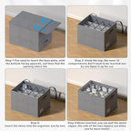 2 Pack Shoe Organizer for Closet - Shoe Storage Bins with Clear Cover, Fabric Shoe Storage Containers with Reinforced Handles, Fits up to 24 Pairs (Grey, 16.5 * 12.6 * 12.2in)