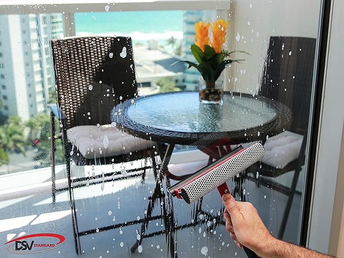 DSV Standard Window Squeegee for Window Cleaning, Window Cleaner Tool for Car Windshield, Shower Door, Boat | 2-in-1 Mini Squeegee for Home | Windshield Squeegee Kit for Car Windows