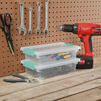 Sterilite 18-Pack Clip Box, Stackable Clear Plastic Bins with Latching Lids, Small - Writing, Arts or Crafts Supplies Storage Containers for Home, Office, Classroom and Workshop Organization