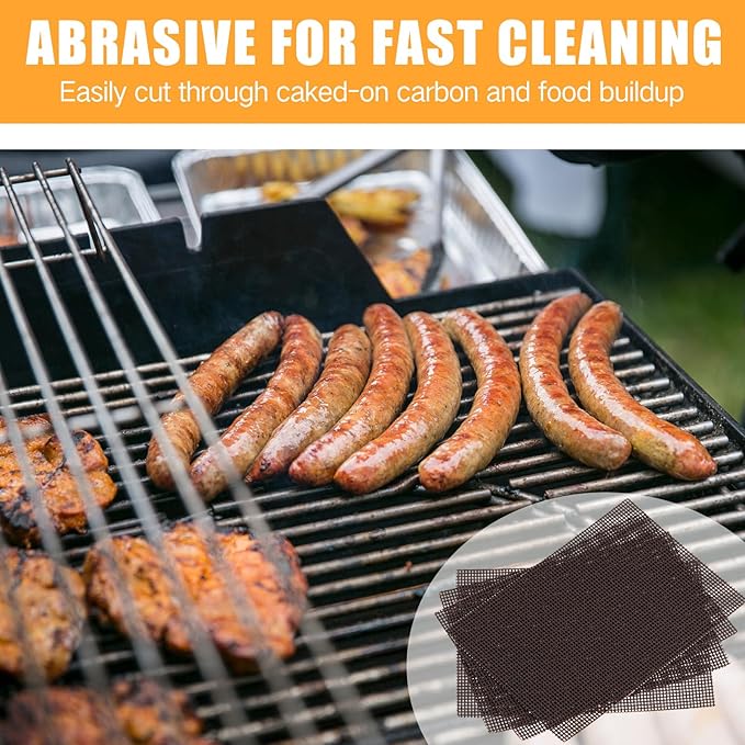 200 Pack Griddle 4x5.5'' Screen Grill Cleaning Screens Pre-treated Abrasive Mesh Pads for Flat Top Stainless Steel Griddle Cleaning Accessories Bundle