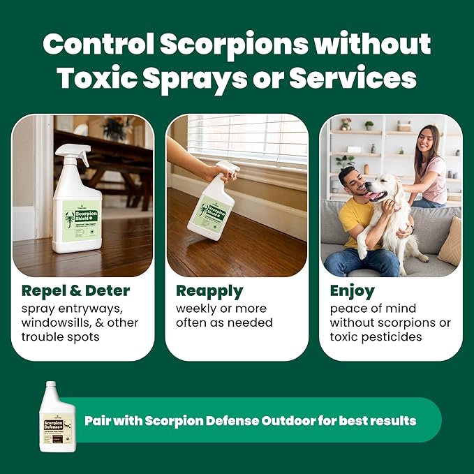 Cedarcide Scorpion Shield (Quart) Indoor Cedar Oil Pest Control Spray - Kills & Repels Scorpions and Other Pests Guaranteed - Pet Safe