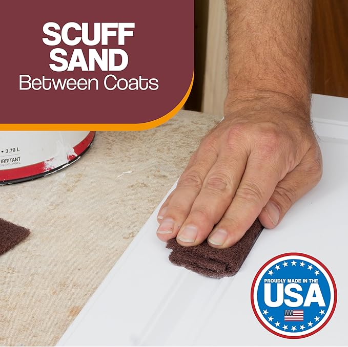 6" x 9" Non-Woven Surface Prep Scuff Pads for Wood, Metal, Scuff Sanding Between Coats of Finish/Paint, Rust Removal, Deburring, Clean Metal, Medium Scuffing Pads - 320 Grit - 10 Pack (Maroon)