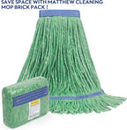 Matthew Cleaning Heavy Duty Mop Head Commercial Replacement for General and Floor Cleaning , Wet Industrial Blue Cotton Looped End String Head Refill (Pack of 6) Green