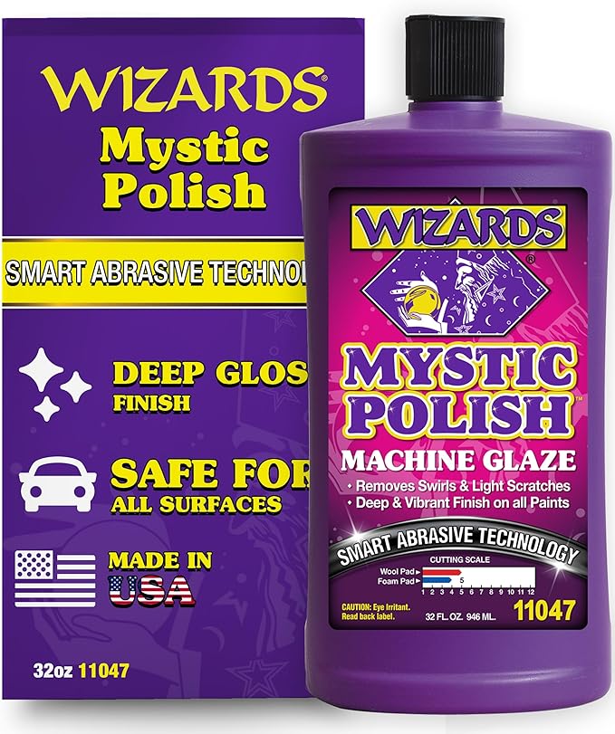 Wizards Mystic Polish Machine Glaze - Cutting Compound and Polish with Smart Abrasive Technology - Professional Car Scratch Remover - Water-Based Polishing Compound for Car Detailing Kit - 32 oz
