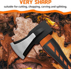 Chopping Axe, Hand Axe, Camp Hatchet for Splitting Kindling and Chopping Branches, Wood Chopping Axe 5.5 lb with 36-in Fiberglass Handle (L)