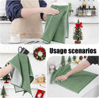 Homaxy Premium Kitchen Towels(18”x 28”, 12 Pack), Large Cotton Kitchen Hand Towels, Flat and Terry Dish Towels, 380 GSM Highly Absorbent Tea Towel Set with Hanging Loop, Grass Green