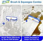 ITTAR 55" Extendable Floor Scrub Brush, 12" Wide Heavy-Duty 2-in-1 Scrub & Squeegee Deck Brush for Tile Grout Shower Floor, Kitchen, Restaurant, Patio & Garage Cleaning