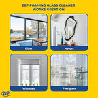Zep Foaming Glass and Plexiglass Cleaner - 19 oz (Case of 4) ZUFGC19 – Foaming Formula that clings to Vertical Surfaces for Streak-Free Glass Cleaning