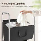 ELYKEN 120L Vertical Rolling Laundry Hamper with Removable Bags, 3 Section Laundry Baskets with Wheels, Space-Saving 3 Tier Laundry Sorter for Small Spaces, Dorm, Bedroom, Bathroom, Laundry Room