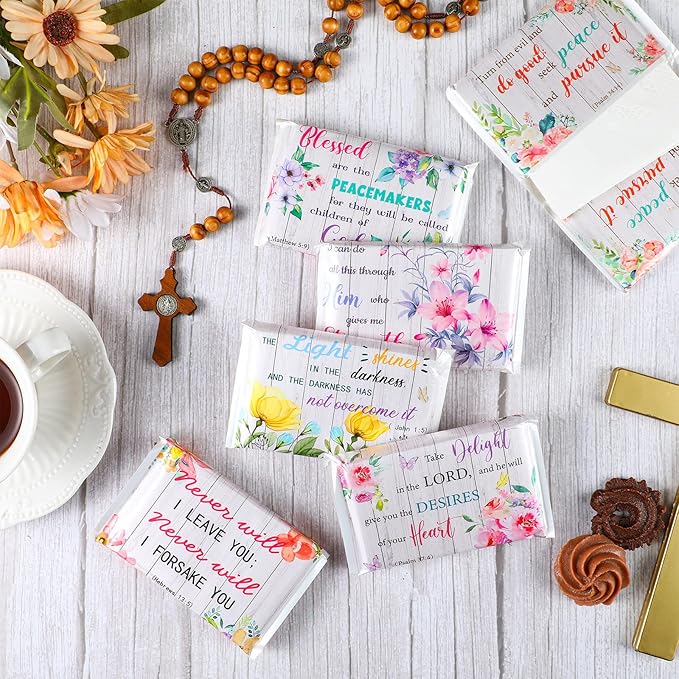 24 Packs Travel Size Tissue Pocket Slim Pack Facial 3 Ply Wallet Size Pocket Tissues for Travel Wedding Party Favors, 6 Styles(Flower Bible)