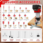 Cordless Wood Router Trimmer Compatible With MILWAUKEE 18V Battery, 800W 30000 RPM Brushless Motor Hand Palm Router with 15pcs 1/4"Shank Router Bits for Woodworking,Slotting(NO Battery)
