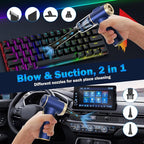 Handheld Car Vacuum Cleaner, 2-in-1 Portable Mini Car Vacuum Cleaner,16000Pa High Power & Air Duster, Handheld Vacuum Cordless with LED Light and Multi-Nozzles for Car,Home,Office(black blue)