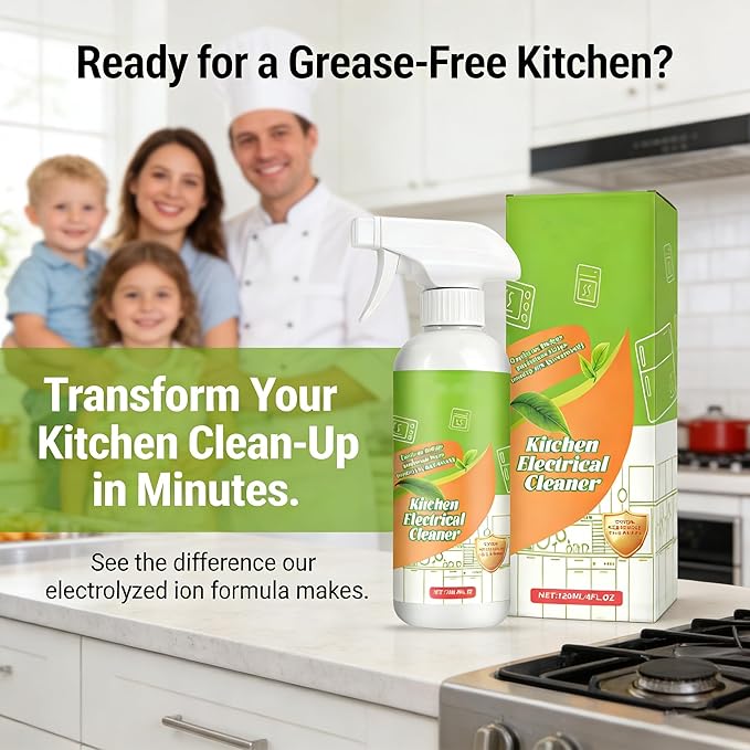 Electrolyzed Ion Kitchen Cleaner Spray - Natural Ingredient Formula & Multi-Purpose Cleaner-Purpose Degreaser for Oven, Stove, Grill, Range Hood & All Kitchen Appliances (1)