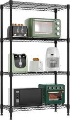 M MZG 1000 lbs 4 Tier Shelf Metal Storage Shelves Wire Rack Closet Organizers for Garage Kitchen Bathroom Laundry Black 11.8" D x 25.6" W x 45.5" H