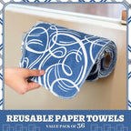 36 Pack Geometric Vintage Reusable Cleaning Cloths Washable Cotton Kitchen Towels for Home (Blue)
