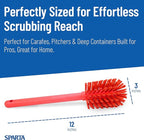 SPARTA Large Water Bottle Brush Ideal for Wide-Mouth Jars, Bottles and Tumblers, Dishwashing Tool with Handle for Home and Commercial Kitchens, Plastic, 12 Inches, Red, (Pack of 6)